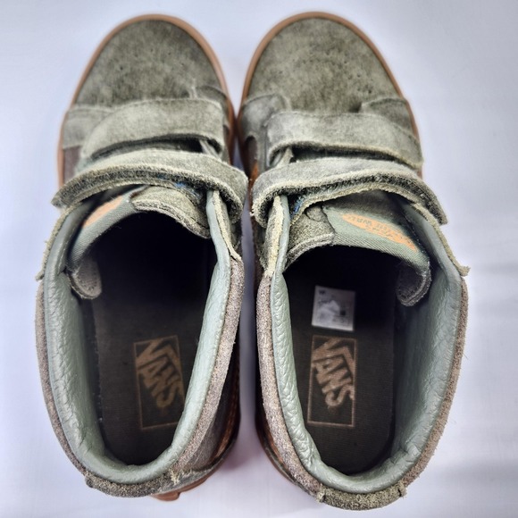 Vans Sk8 Mid Skate Shoes Kids Size 2.5 Green Suede High Top Gum Sole - Picture 12 of 15
